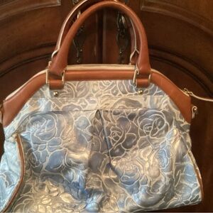 Brahmin Vivian Dome ivory silver handbag